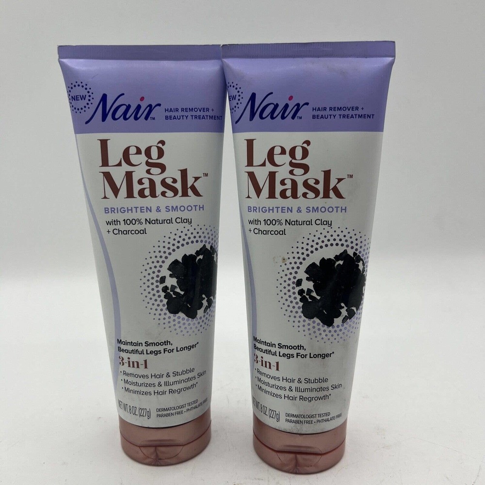 (2) Nair Hair Remover + Beauty 3 in 1 Treatment Leg Mask, 8oz